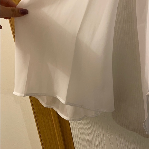 White Sheer Open-Shoulder Long-Sleeve Top - Picture 3 of 4